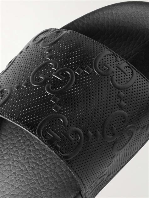 gucci pursuit logo-embossed slides|gucci rubber sandals.